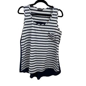 Papermoon Navy and Gray Striped Tank - L